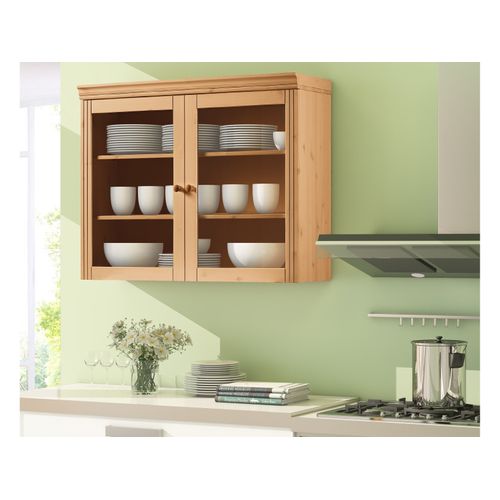 Anita-armoire Murale Avec 2 Portes Vitrées En Pin Marron