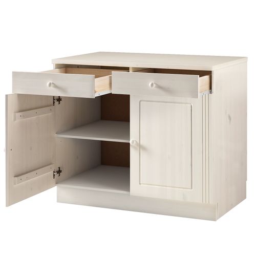 Anita-armoire Avec 2 Portes 2 Tiroir En Pin Blanc