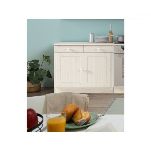 Anita-armoire Avec 2 Portes 2 Tiroir En Pin Blanc