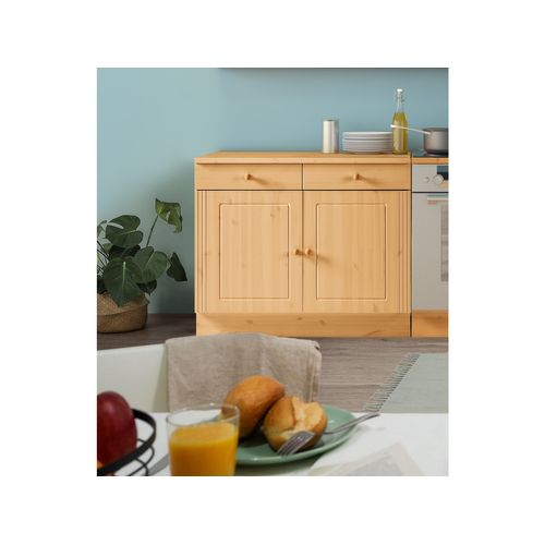 Anita-armoire Avec 2 Portes 2 Tiroir En Pin Marron