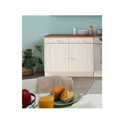 Anita-armoire Avec 2 Portes 2 Tiroir En Pin Blanc