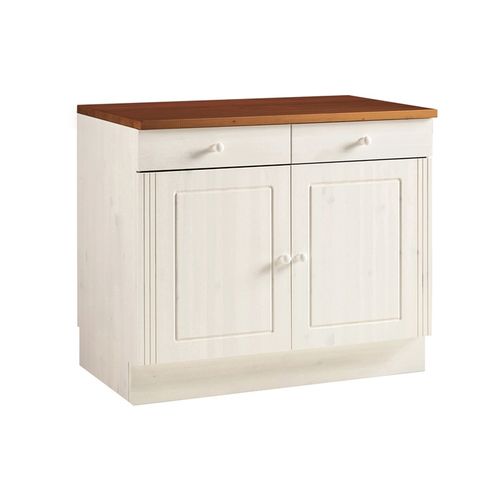Anita-armoire Avec 2 Portes 2 Tiroir En Pin Blanc