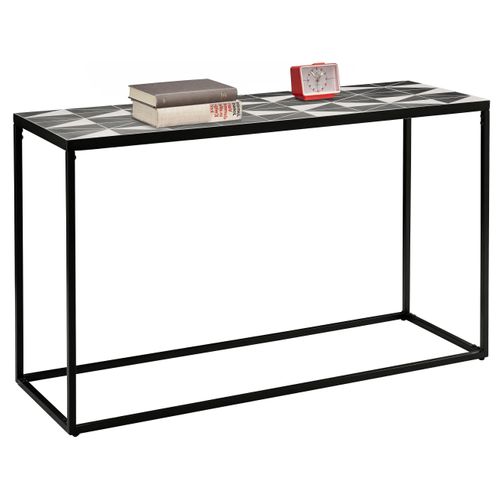 Steph-table Conole Avec Pieds En Métal Noir Et Blanc Mozaik Fouled