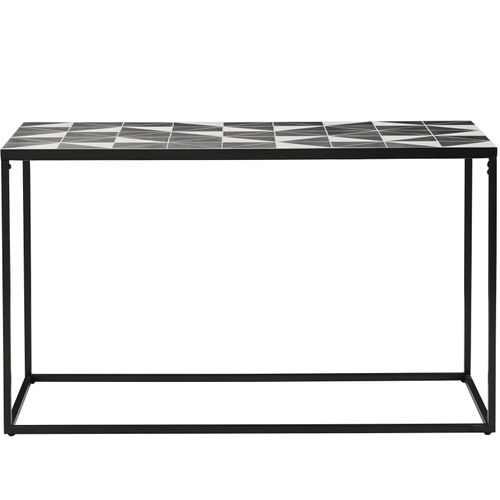 Steph-table Conole Avec Pieds En Métal Noir Et Blanc Mozaik Fouled