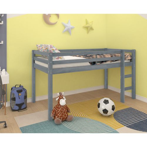 Alpi - Lit Surélevé 90x200 Cm Gris En Bois