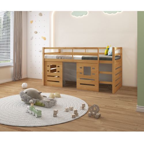 Alpi - Lit Cabane Surelevé Enfant 90x200 Cm En Pin