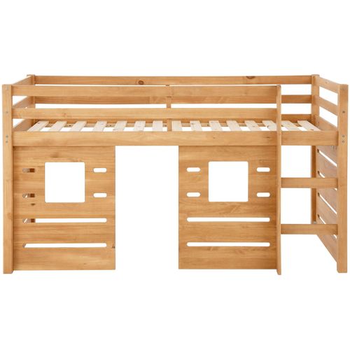 Alpi - Lit Cabane Surelevé Enfant 90x200 Cm En Pin