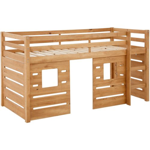 Alpi - Lit Cabane Surelevé Enfant 90x200 Cm En Pin