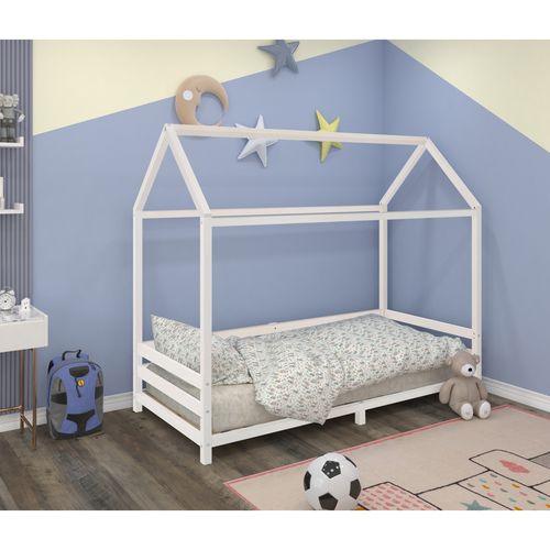 Ellen - Lit Cabane Pour Enfant En Pin Blanc 90x200