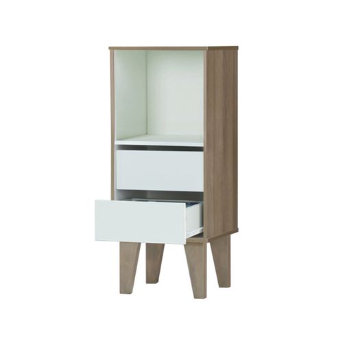 Ruby-bibliothèque Avec 1 Niche Et 2 Tiroirs En Aspect Bois Blanc