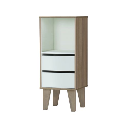 Ruby-bibliothèque Avec 1 Niche Et 2 Tiroirs En Aspect Bois Blanc