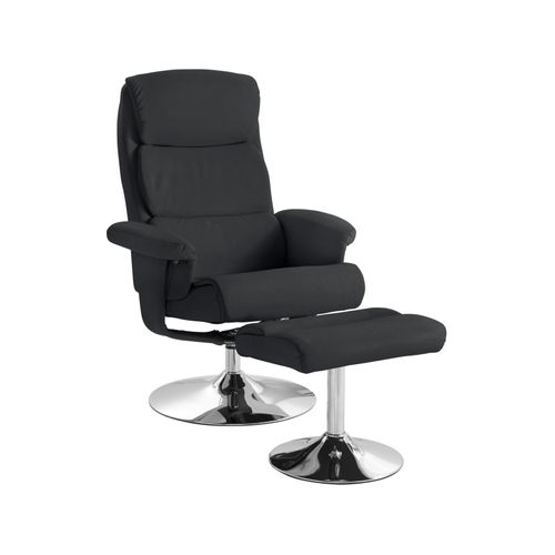 Boston-fauteuil Inclinable Avec Repose-pieds En Pu Noir