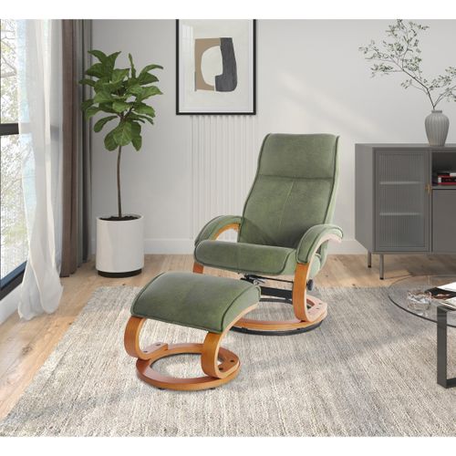Lille - Fauteuil De Relaxation + Tabouret Vert