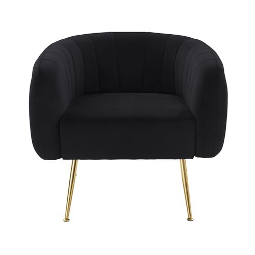 Mario-fauteuil à Pieds En Métal Recouvert De Velours Noir