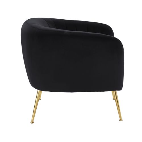 Mario-fauteuil à Pieds En Métal Recouvert De Velours Noir