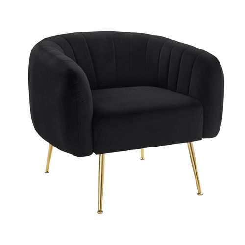 Mario-fauteuil à Pieds En Métal Recouvert De Velours Noir