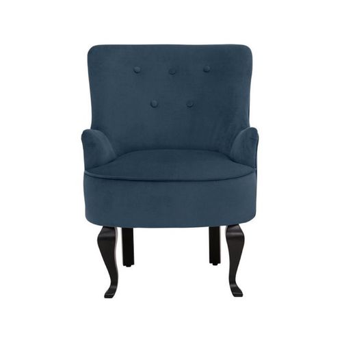 Houston-fauteuil + Tabouret En Velours Bleu