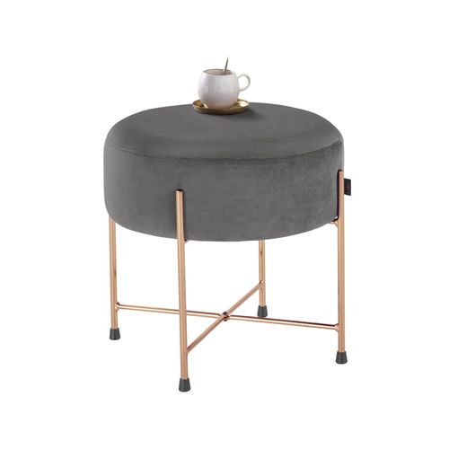 Gerd-pouf Rond De 40 Cm En Velours Gris Doré