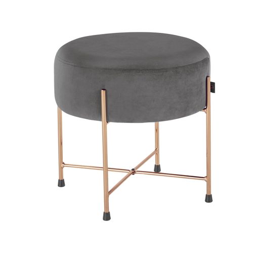 Gerd-pouf Rond De 40 Cm En Velours Gris Doré
