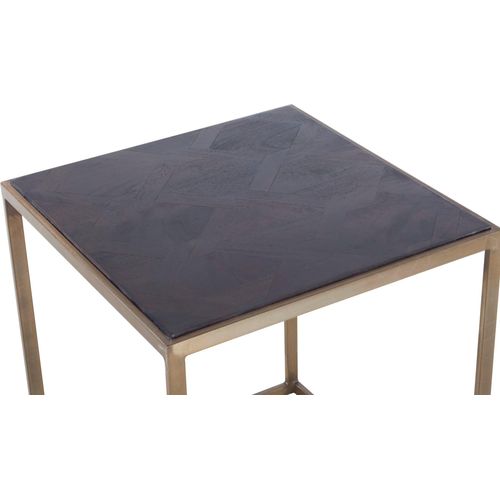 Ulrich-table D'appoint En Laiton Antique / Aspect Noyer