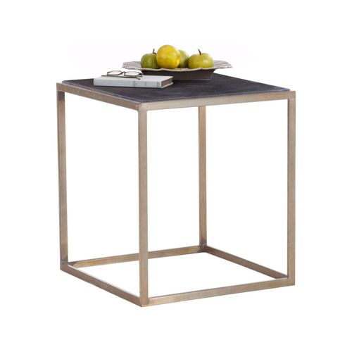 Ulrich-table D'appoint En Laiton Antique / Aspect Noyer