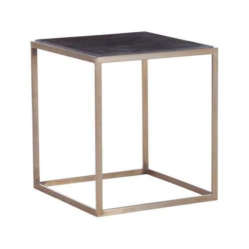 Ulrich-table D'appoint En Laiton Antique / Aspect Noyer