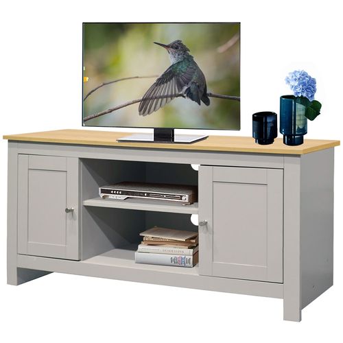 Emerald - Meuble TV Avec 2 Portes En Effet Chêne Et Gris