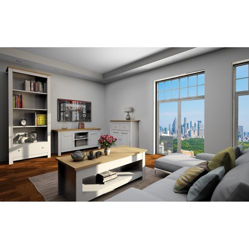 Emerald - Meuble TV Avec 2 Portes En Effet Chêne Et Gris