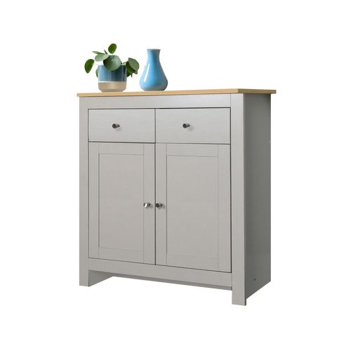 Emerald - Buffet Avec 2 Portes Et 2 Tiroirs En Effet Chêne Et Gris