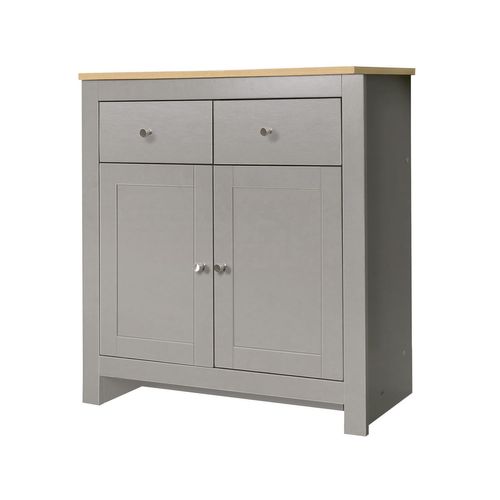 Emerald - Buffet Avec 2 Portes Et 2 Tiroirs En Effet Chêne Et Gris