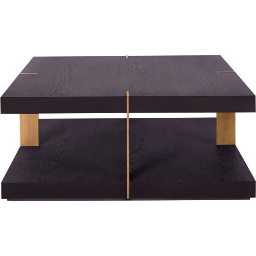 Verrazano-table Basse 90 Cm En Mdf Marron/laiton