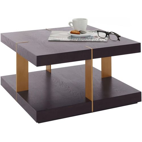 Verrazano-table Basse 90 Cm En Mdf Marron/laiton