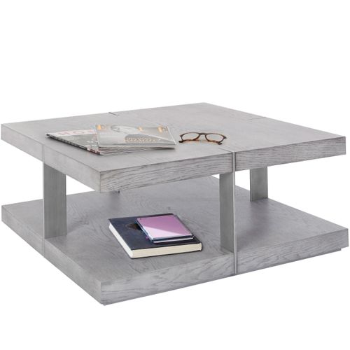 Verrazano-table Basse De 90 Cm En Aspect Bois Gris Argenté