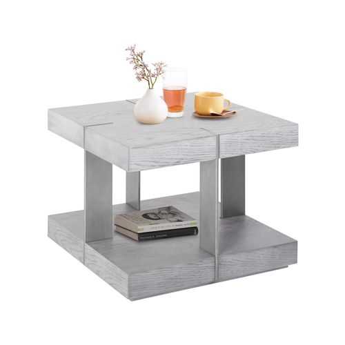 Verrazano-table Basse 50 Cm Aspect Bois Gris Argenté