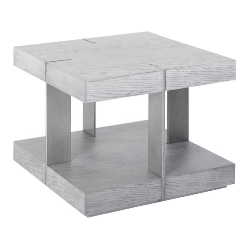 Verrazano-table Basse 50 Cm Aspect Bois Gris Argenté
