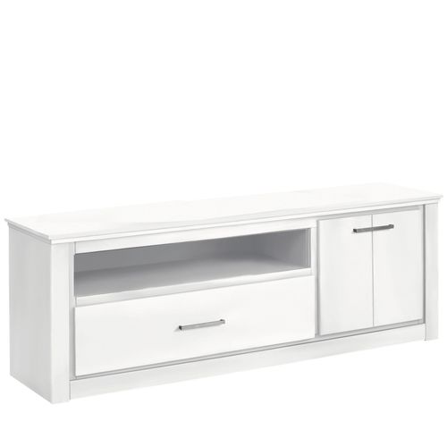 Celia-meuble TV Avec 1 Tiroir Et 1 Porte En Pin Blanc