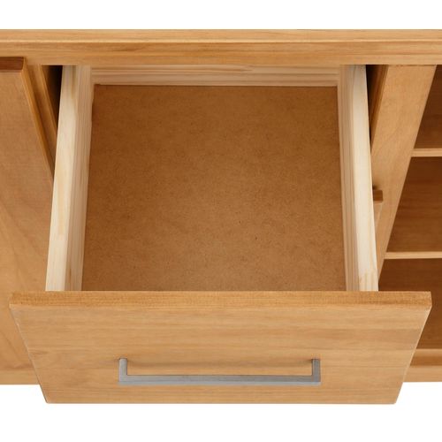 Celia-buffet En Pin Avec 2 Portes, 3 Tiroirs Et 2 Étagères Ouvertes