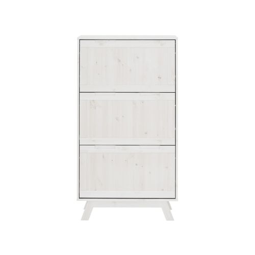 Ohio-coffre à Chaussures à 3 Rabats En Pin Blanc