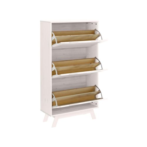 Ohio-coffre à Chaussures à 3 Rabats En Pin Blanc