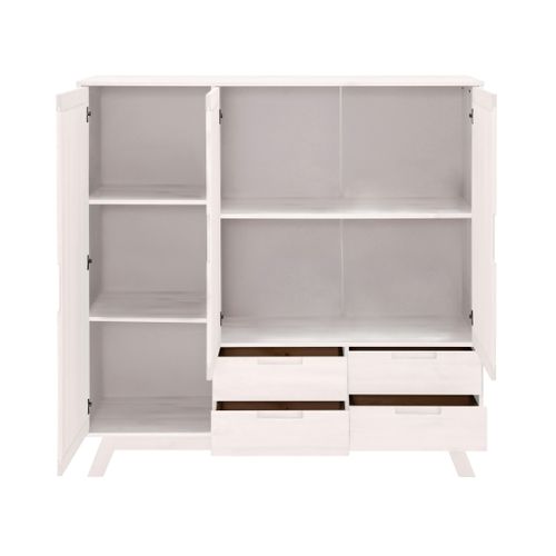 Ohio-armoire à Linge à 3 Portes Et 4 Tiroirs En Pin Blanc