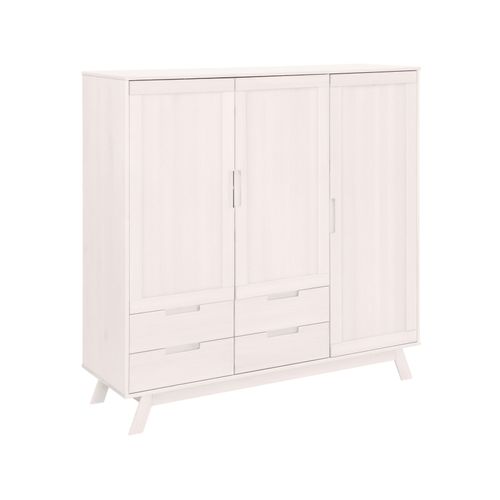 Ohio-armoire à Linge à 3 Portes Et 4 Tiroirs En Pin Blanc