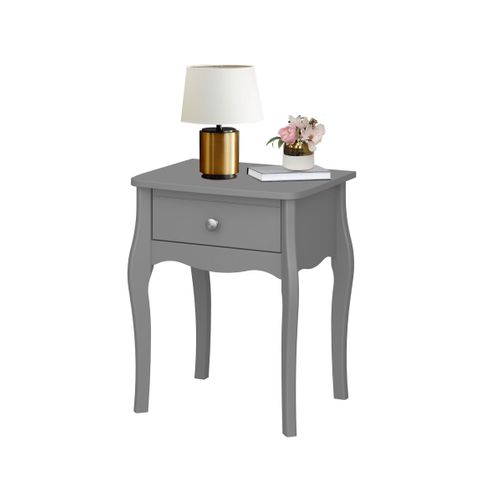 Baroque-table De Chevet à 1 Tiroir Aspect Bois Gris