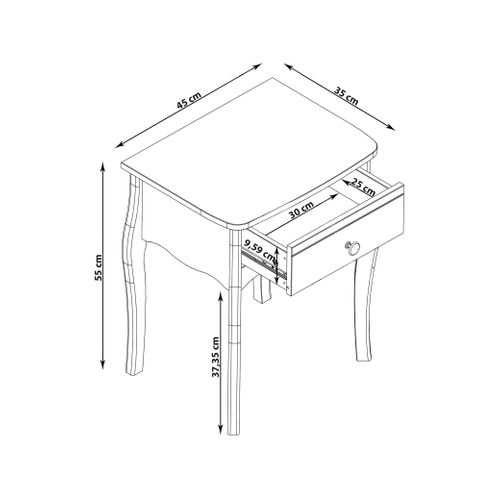 Baroque-table De Chevet à 1 Tiroir Aspect Bois Gris
