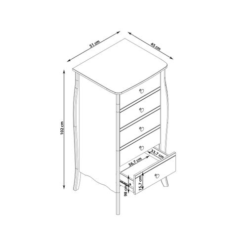 Baroque-commode Avec 5 Tiroirs En Mdf Gris