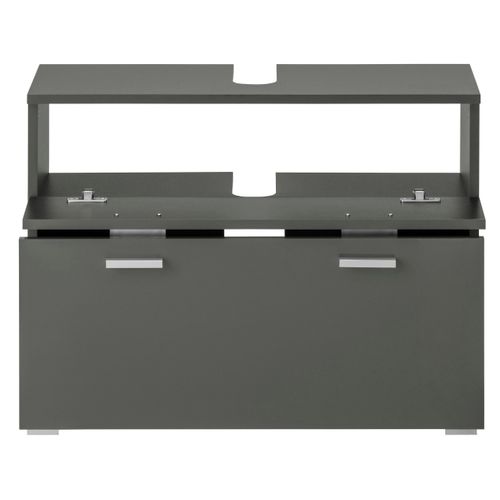 Rowan-meuble De Salle De Bain Avec Vasque En Gris Brillant Optic