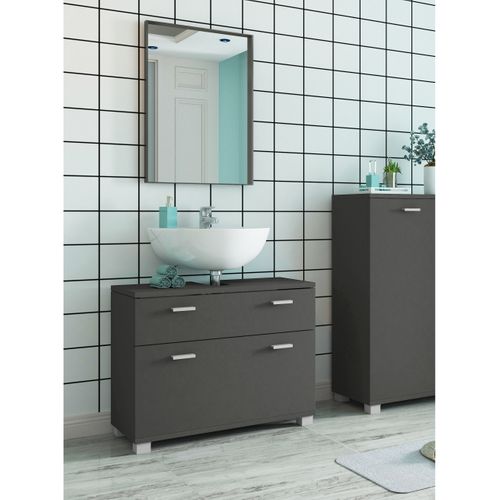 Rowan-meuble De Salle De Bain Avec Vasque En Gris Brillant Optic