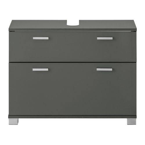 Rowan-meuble De Salle De Bain Avec Vasque En Gris Brillant Optic