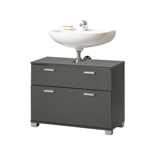 Rowan-meuble De Salle De Bain Avec Vasque En Gris Brillant Optic