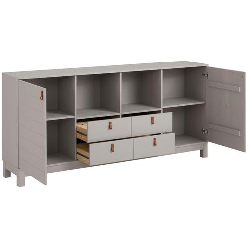 Ella-buffet à 2 Portes Et 4 Tiroirs En Pin Gris