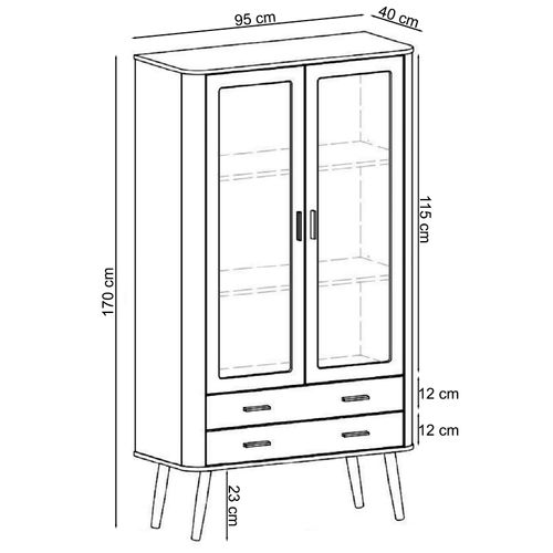 Piano-vitrine à 2 Portes Vitrées En Chêne Blanc